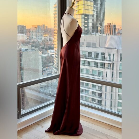 🆕 SELF PORTRAIT 🧿 NWOT Brown Satin Maxi Dress, Sz UK 10 / US 6 - Picture 8 of 16
